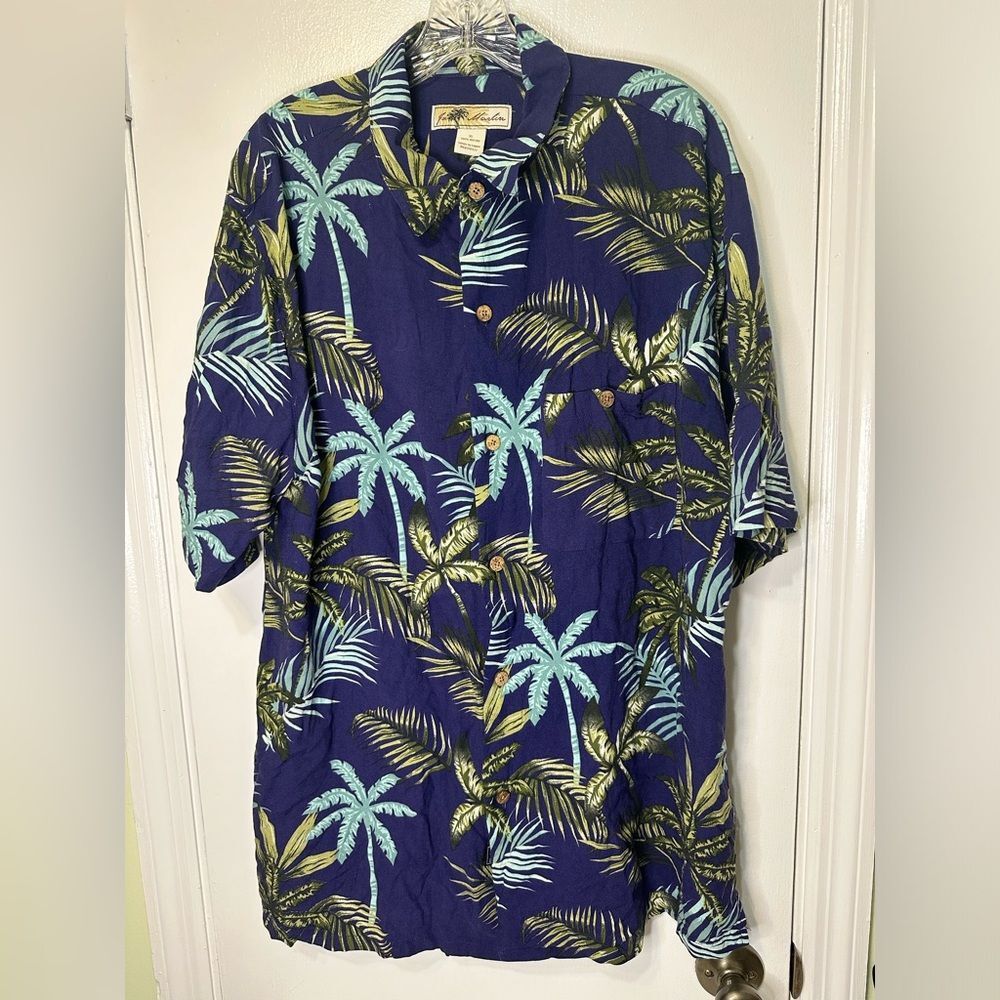 Joe Marlin Men's XL Tropical Hawaiian Floral Button-Up Shirt Short Sleeve